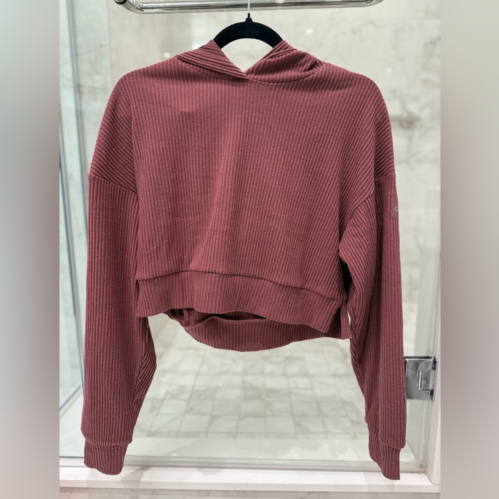 ALO Yoga Ribbed Burgundy Hoodie
